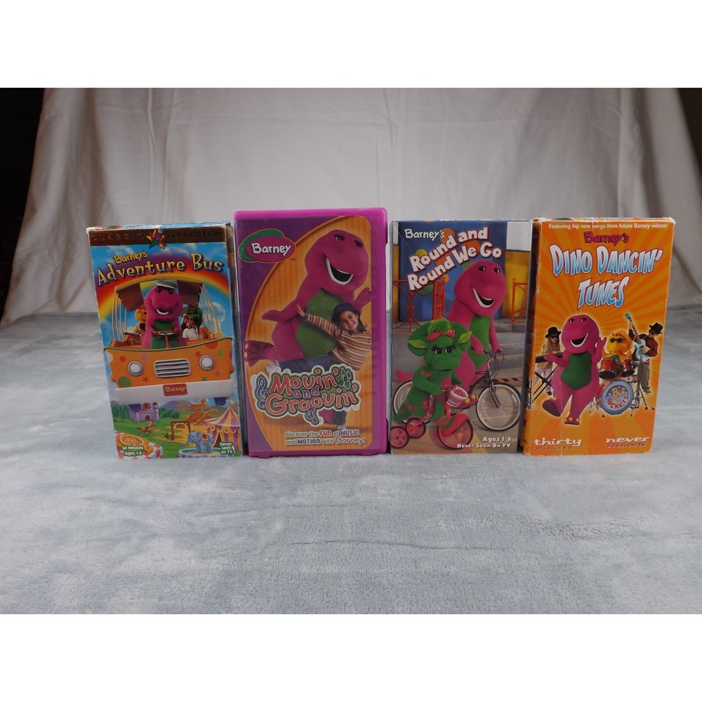 Barney VHS Set of Four Toddlers Kids Adventure‎ Dancing Singing Learning Fun